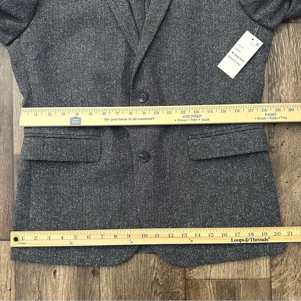 JF J. Ferrar Slim Fit Sport Coat Suit Blazer Mens Size 38/40 Reg Black Text